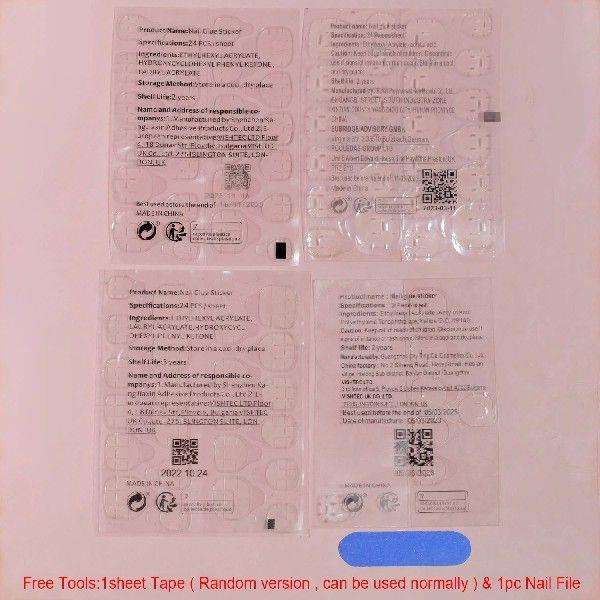 Pink Smudging Fake Nails with Tulip Printed Easy to Apply