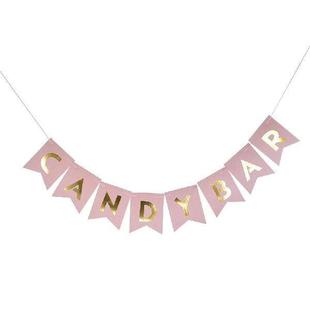String Flag Pink Candy Banner Fishtail Golden Wedding Bar