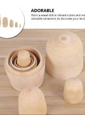5 PCS White Matryoshka Nesting Toys Blank Russian Handmade