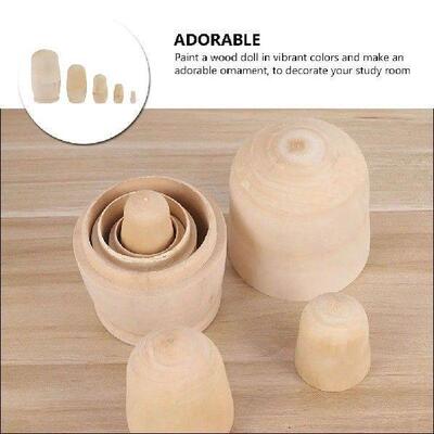 5 PCS White Matryoshka Nesting Toys Blank Russian Handmade