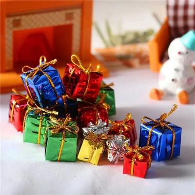 12pcs Mini Gift Boxes Christmas Tree Pendant & Drop Ornament