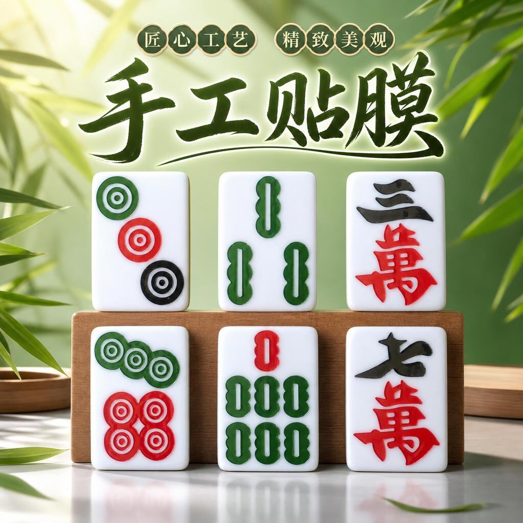 魔术道具大字体红中手工麻将贴膜变牌中字体纯手工麻将变牌膜峰峰