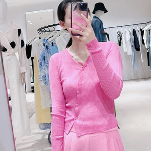 桑蠶絲不規(guī)則中國風開衫 ED2023早秋新款 毛衣 薄款 修身 女針織衫 長袖