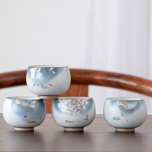 节日公司活动纪念礼品 功夫茶杯茶具主人杯陶瓷个人杯品茗杯礼盒装