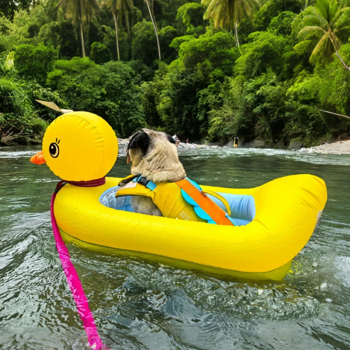小黄鸭狗狗游泳圈宠物水上浮床中小型犬小狗充气床水上浮排救生圈