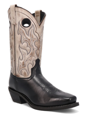 美国代购Laredo男靴秋季秋款刺绣西部靴牛仔方头短靴中跟工装靴