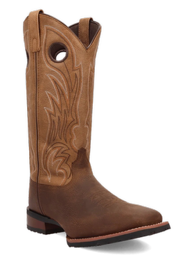 美国代购Laredo男靴秋季秋款高筒牛仔靴西部风情刺绣真皮工装靴