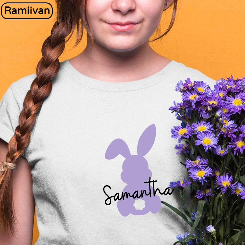 男女童纯棉大童装宝宝生日礼品bunny名字定制亲子夏季儿童短袖t恤