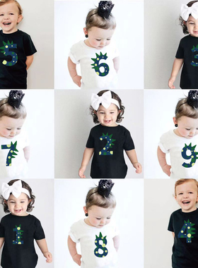 hea醒狮童装儿童生日纪念品送礼23456789周岁衣服编号纯棉短袖t恤