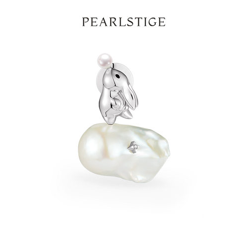 PEARLSTIGE追月兔巴洛克珍珠胸针