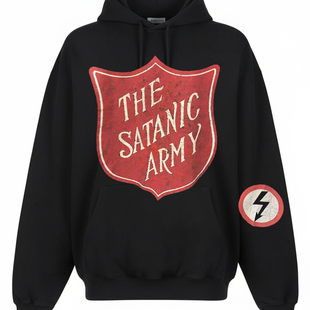 Saint Michael圣米迦勒宽松落肩美式高街设计感小众别致连帽卫衣