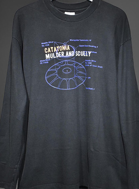 Catatonia 摇滚乐队歌曲 Mulder and Scully 复古水洗重磅长袖T恤