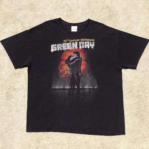 Green Day第八张专辑《21st Century Breakdown》复古重磅短袖T恤