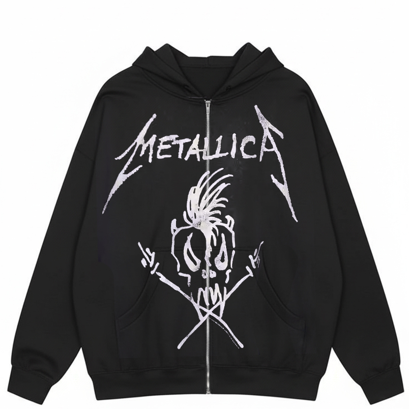 Metallica金属乐队复古vintage风碰撞摇滚元素宽松无性别开衫卫衣