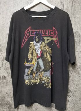 地球人金属乐队摇滚乐队Metallica90s美式复古重磅短袖vintageT恤