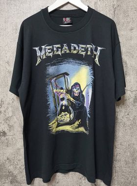 麦加帝斯Megadeth1992Countdown to Extinction重磅短袖高街T恤