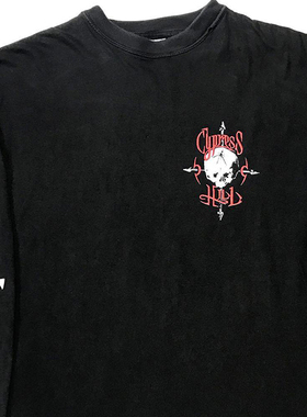 罕见！Cypress Hill 90s Vintage水洗破洞重磅嘻哈高街Rap长袖T恤