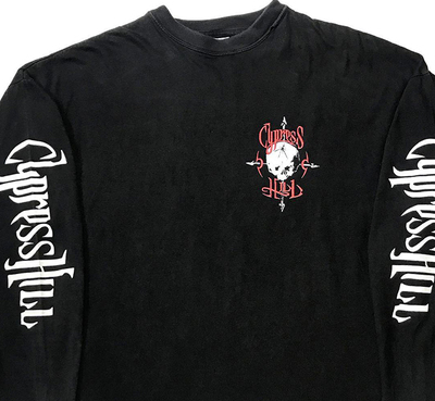罕见！Cypress Hill 90s Vintage水洗破洞重磅嘻哈高街Rap长袖T恤