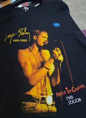 爱丽丝囚徒Alice In Chains主唱Layne Staley纪念重磅复古短袖T恤