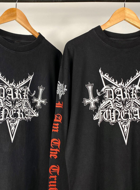 黑金摇滚！Dark Funeral罕见水洗重磅Vintage高街穿搭长袖T恤