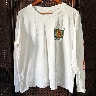 Nose Bone Men's 卡通大印花街头嘻哈摇滚风Vintage重磅长袖T恤