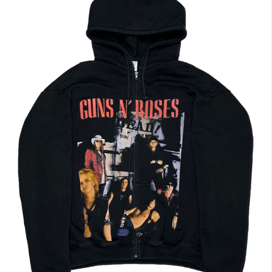 Guns N' Roses枪花简约设计美式高街风搭配宽松版型个性开衫卫衣