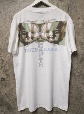 复古重磅vintage高街T恤做旧加大码Rap穿搭Megadeth麦加帝斯乐队