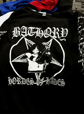 Bathory 黑金属乐队同名专辑封面主题复古重磅嘻哈摇滚长袖T恤