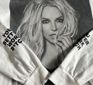 罕见 水洗重磅破坏tee!Britney Jean Spears小甜甜布兰妮长袖T恤