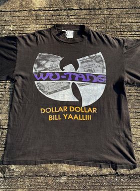 武当帮Wu-Tang Clan嘻哈团体1993专辑C.R.E.A.M.重磅做旧短袖T恤