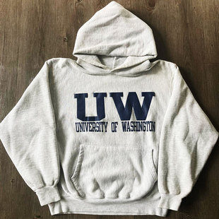 University of Washington大学 美式复古嘻哈Rap连帽卫衣