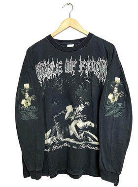 罕见 黑金摇滚!Cradle of Filth重磅水洗破坏Vintage长袖T恤