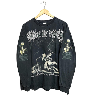 罕见 黑金摇滚!Cradle of Filth重磅水洗破坏Vintage长袖T恤