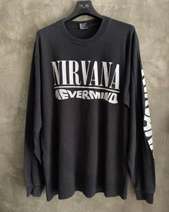 Nirvana涅槃乐队油渍摇滚Rap高街穿搭美式复古Vintage长袖T恤