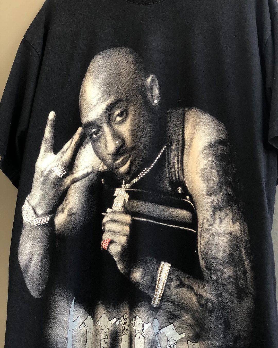 2pac图派克说唱嘻哈rapper穿搭高街重磅美式复古加大码短袖t恤