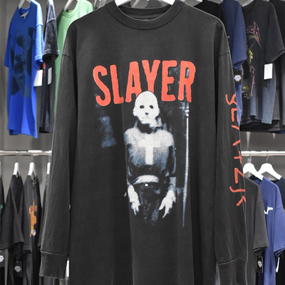 Slayer 美国金属乐队Diabolus in Musica专辑封面复古重磅长袖T恤