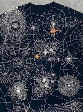 SPIDER WEB All Over BlackTee蜘蛛网全身INS风设计简约潮短袖T恤