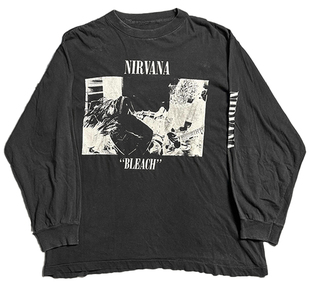 罕见 重磅水洗破坏tee Nirvana1989Bleach专辑封面Vintage长袖T恤
