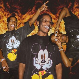 说唱歌手A$AP Rocky同款vintage复古动漫Rapper穿搭加大码短袖T恤