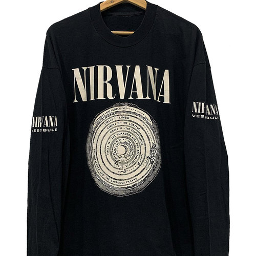 罕见 水洗破坏重磅tee！Nirvana Kurt Donald高街嘻哈Rap长袖T恤