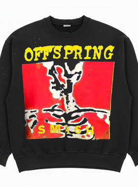 The Offspring后裔乐队oldschool 摇滚印花撞色吸睛重磅圆领卫衣