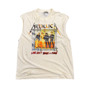 金属乐队Metallica 摇滚暗黑颓废阿美咔叽做旧水洗背心砍袖中性