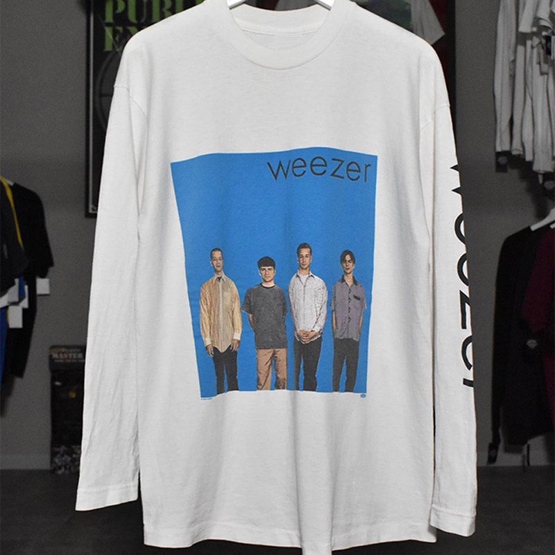 WEEZER WITHER BUDDY HOLLY RETRO WASH HIP HOP ROCK HEAVY LONG-SLEEVED T-SHIRT