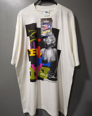 罕见签名！玛丽莲梦露Marilyn Monroe美式重磅美式短袖T恤做旧tee