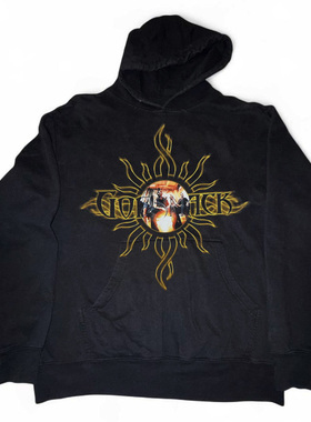 Godsmack上帝之击乐队火焰太阳印花潮酷吸睛宽松版型休闲连帽卫衣