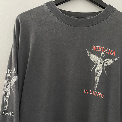 罕见重磅水洗破坏tee！Nirvana1993专辑In Utero高街美式长袖T恤