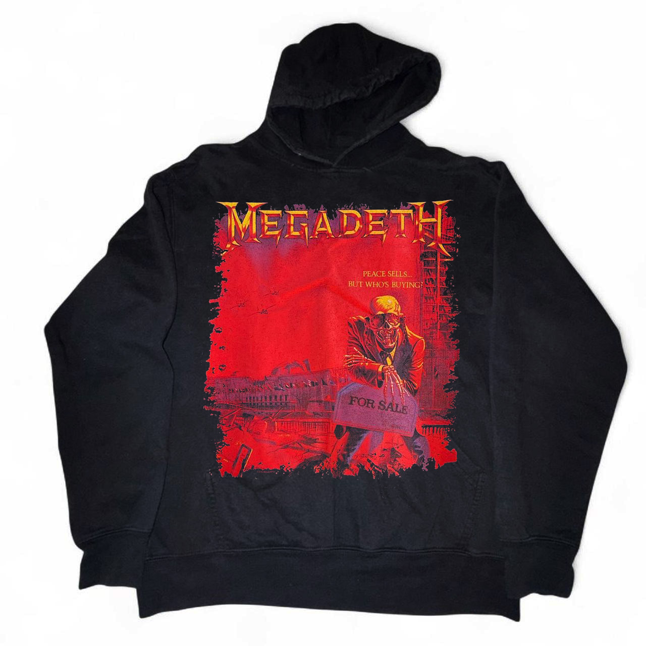 Megadeth麦格戴斯乐队简约风碰撞古着感落肩设计百搭休闲连帽卫衣