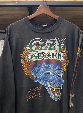 罕见水洗重磅tee！OZZY OSBOURNE Vintage 90s 高街长袖T恤