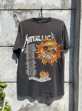 Metallica金属乐队1997 Summer Shut Tour夏日巡演复古大码短袖T