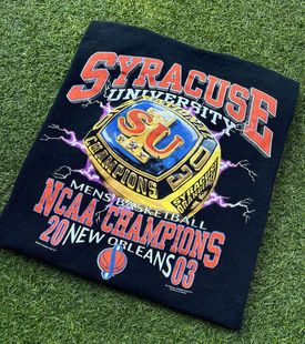 罕见做旧！雪城大学橙人队Syracuse Orange美式复古重磅T恤短袖